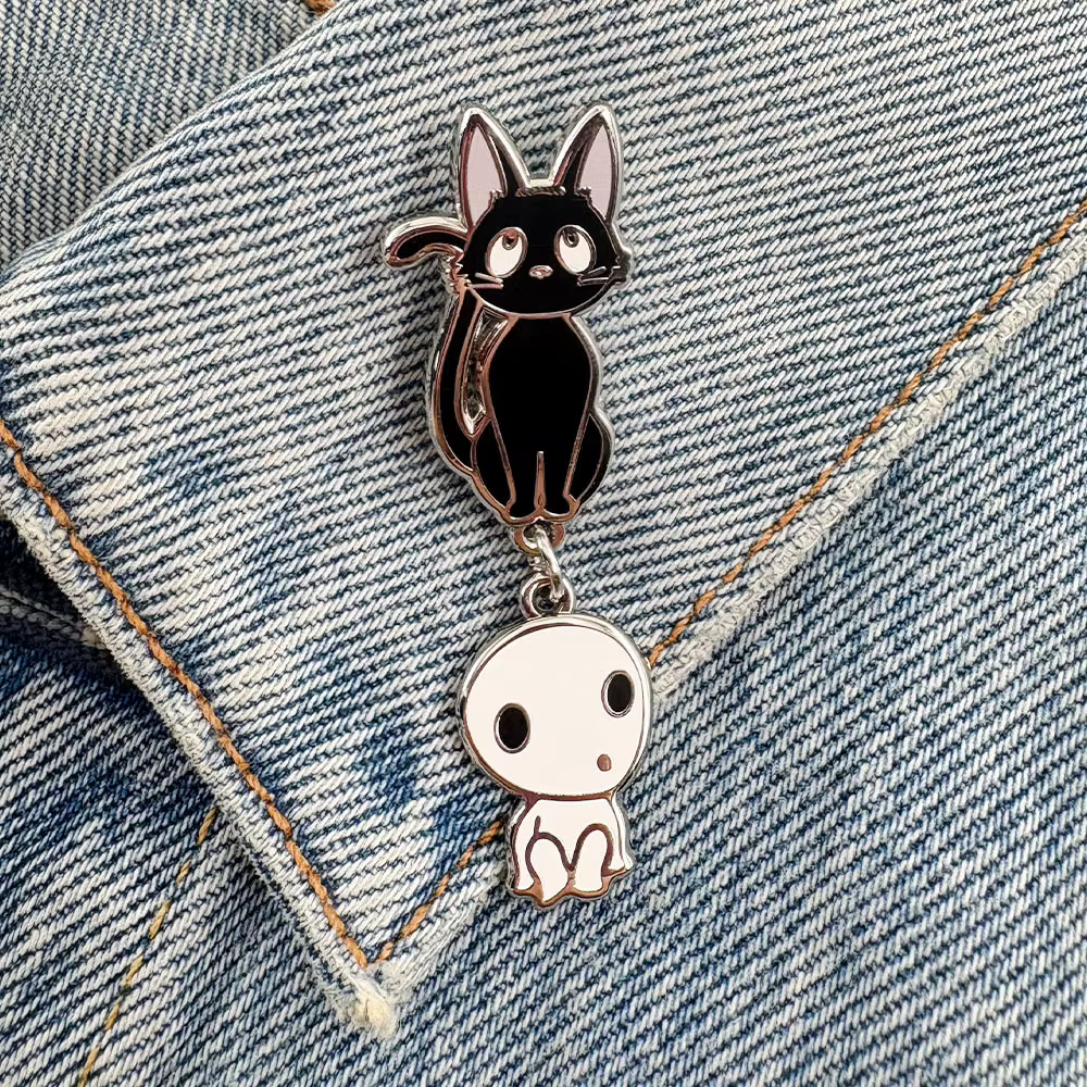 Kiki's Delivery Service Pet Cat Kiki Pin avec princesse Mononoke Kodama pendentif Badge Anime marcha