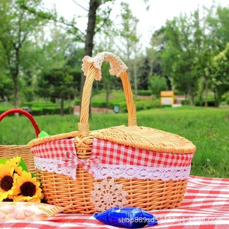 Paniers à fruits de pique-nique de Camping, organisateur de nourriture, grand panier fait à la main,