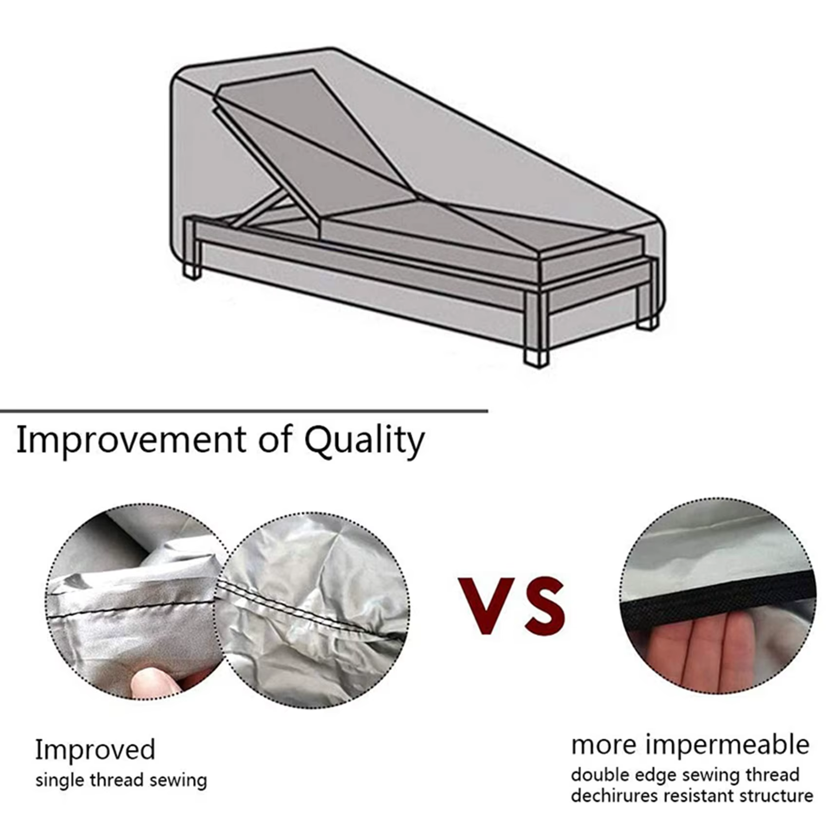 FLYY-2 Pack housse de chaise longue extérieure, housse de chaise de jardin en osier imperméable, cou