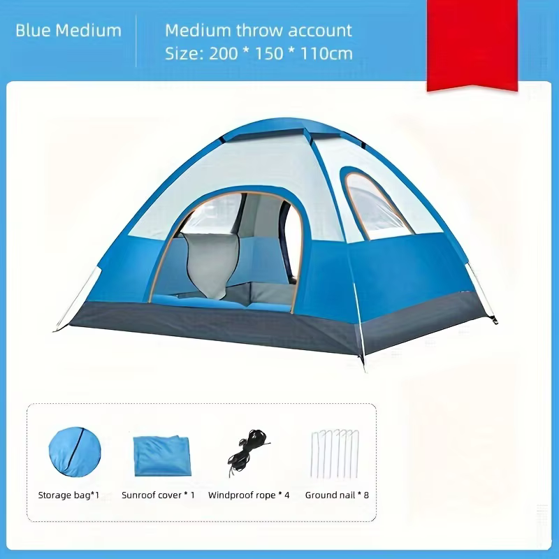 Tente pliante portable pour camping en plein air, équipement de camping en milieu sauvage, grande te