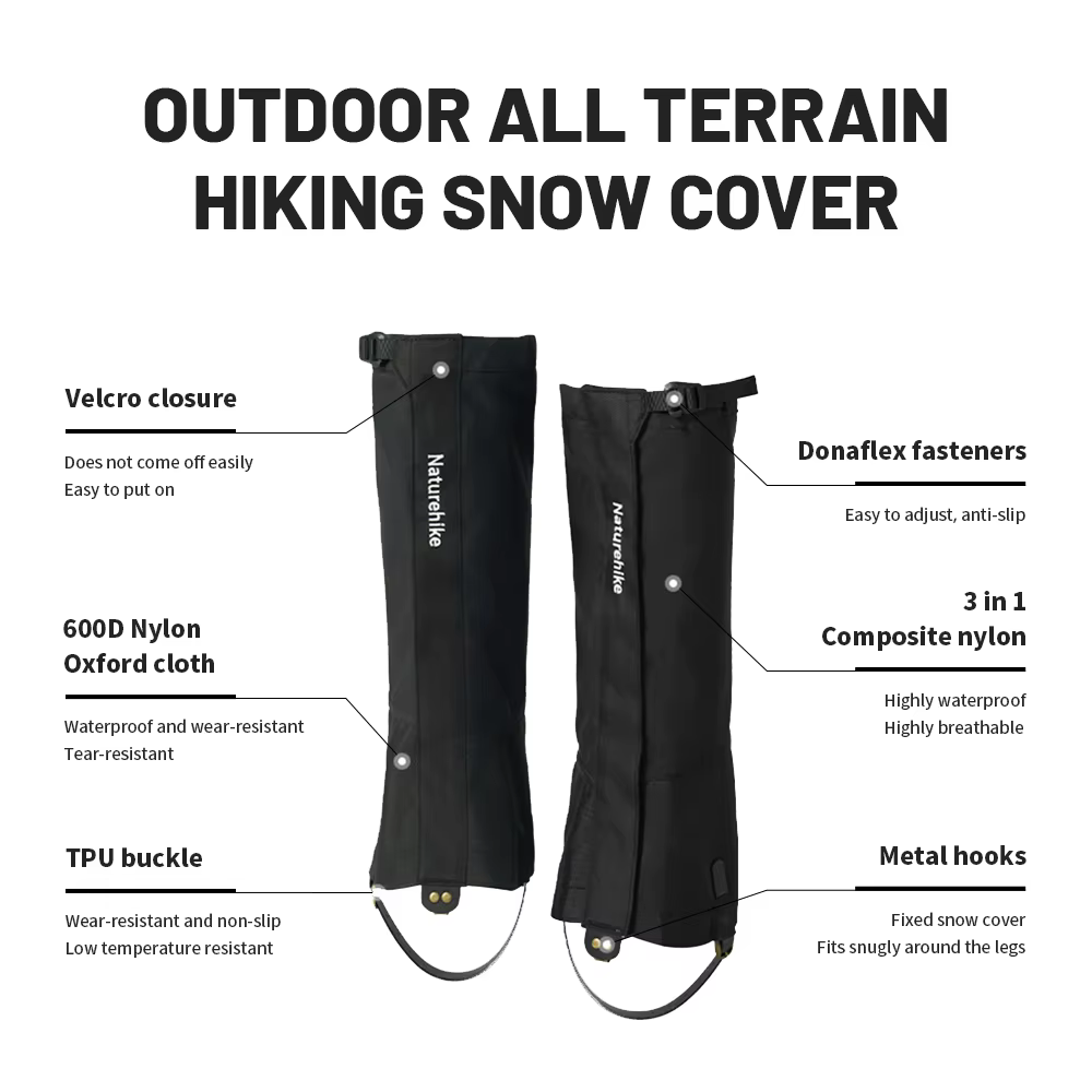 Naturehike – guêtres chauffe-jambes imperméables pour chaussures d'escalade, guêtres de neige pour r