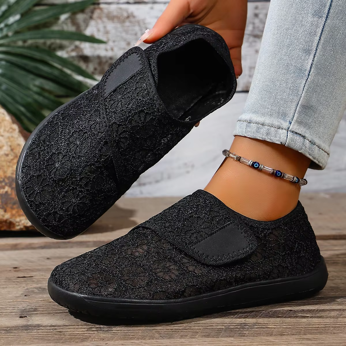 Chaussures de marche décontractées orthopédiques pour femmes, pour pieds larges et enflés, avec ajus