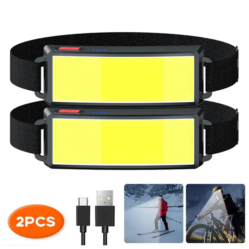 COB 180 ° Projecteur LED lampe frontale lampe de poche 3 Modes intégré USB batterie Rechargeable l