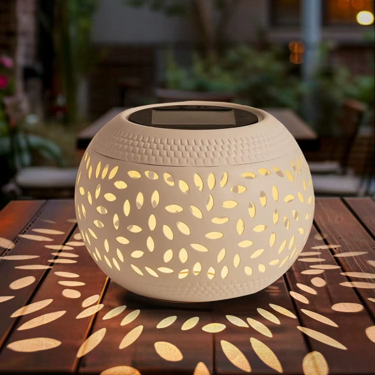 Lanternes de table solaires extérieures imperméables-lampe LED lampes de table en métal blanc-lanter