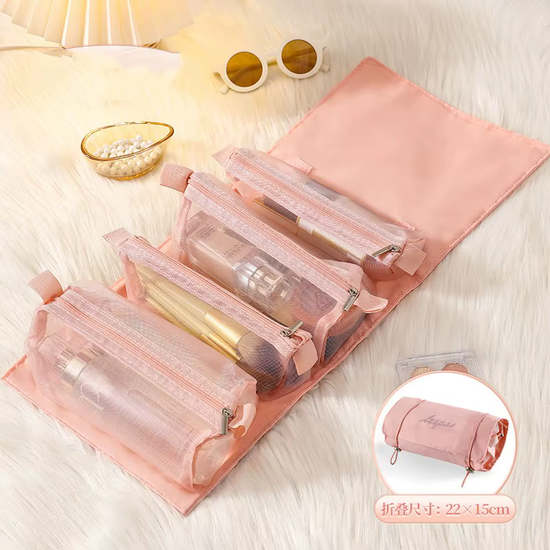 Trousse à cosmétiques détachable Portable grande capacité 4 en 1, trousse de maquillage pliable, tro
