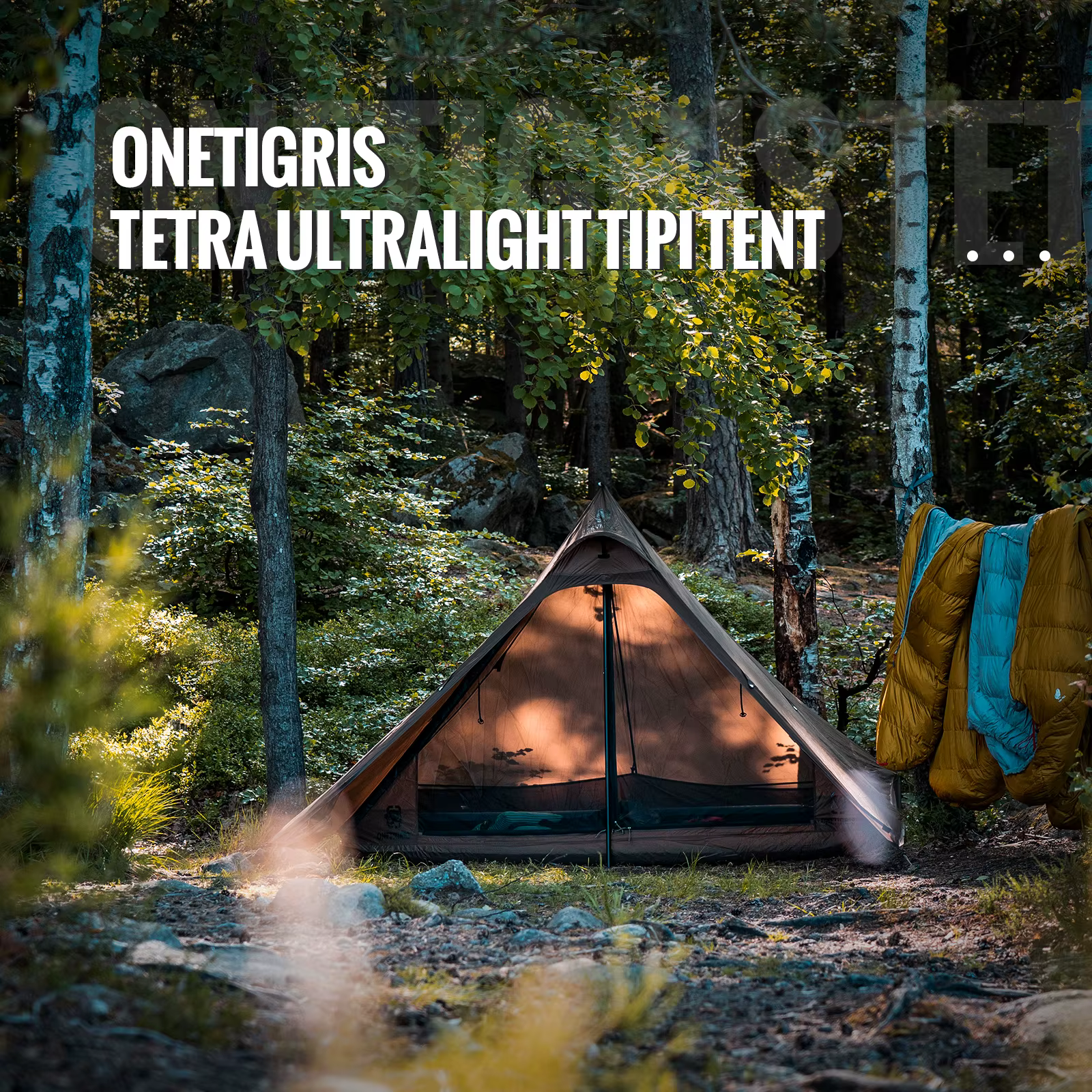 OneTigris – tente de Camping TETRA pour 1 à 2 personnes, Tipi léger, étanche, avec sac à dos, 3000mm