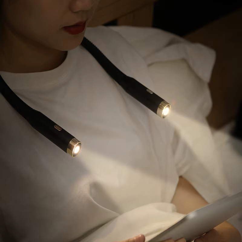 Lampe de lecture au cou, lampe de livre, lampe de cou pliable, rechargeable longue durée pour la lec