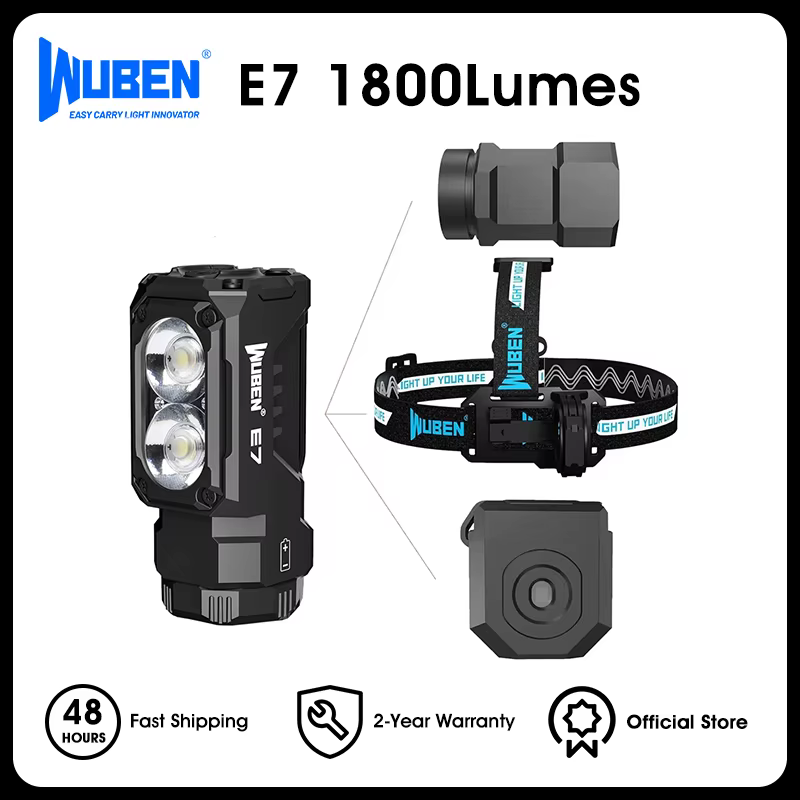 WUBEN E7 1800 Lumen Mini lampe de poche Rechargeable 6 Modes EDC lampe torche typ-c Rechargeable LED