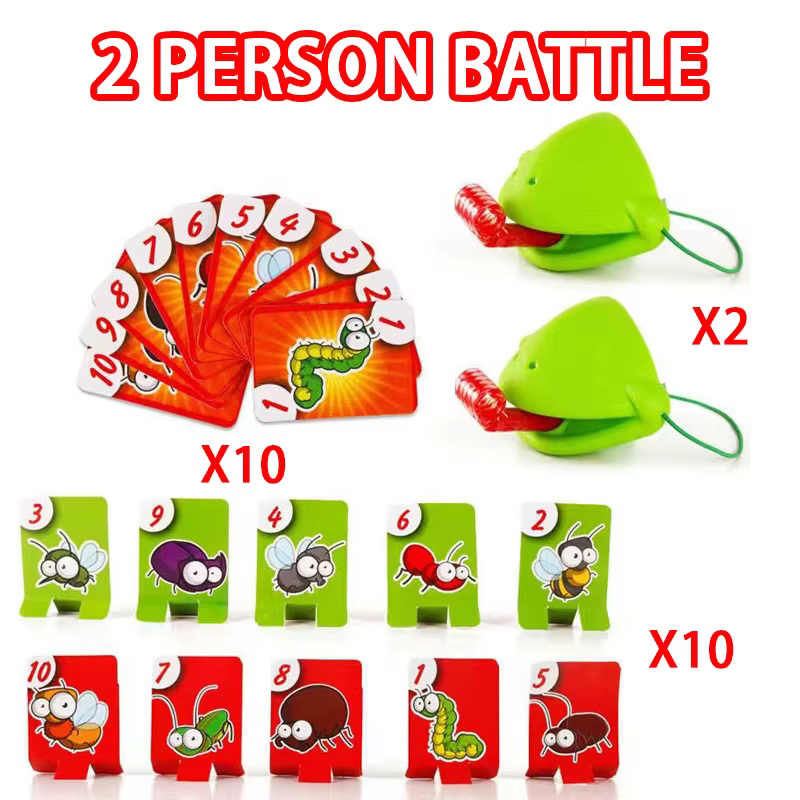 Masque de lézard grenouille, cartes à lécher la langue, jeux de société pour enfants, jouets de fête