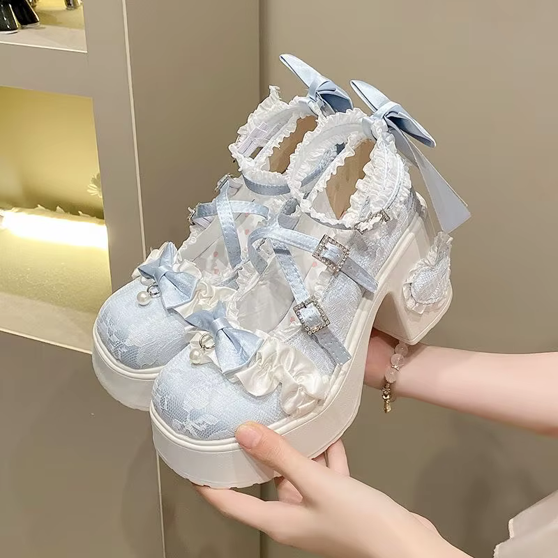 Chaussures Ele Lace Princ Mary Janes à bout rond pour femmes, chaussures simples décontractées en cu