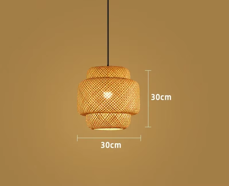 Lampe Suspendue en Bambou Style Chinois, 30cm, Luminaire Décoratif d'Nik, Idéal pour un Restaurant