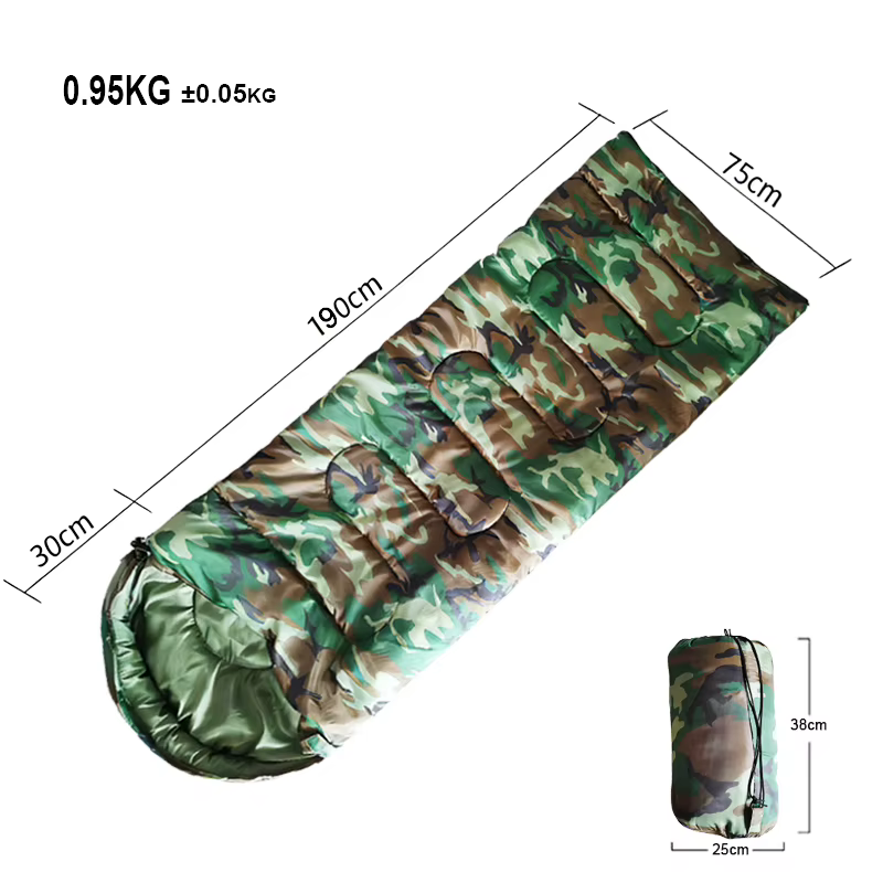 Sac de couchage camouflage pour le camping, 950g 5-25 ° Couverture de survie d'urgence pour toutes l