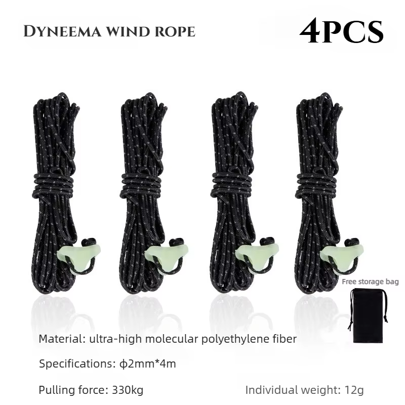 Cordes de vent réfléchissantes en Dyneema pour extérieur, 4 pièces/ensemble, résistantes à l'usure, 