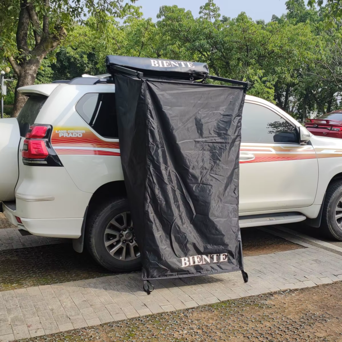 Tente de Douche Extérieure pour Camping, Cabine de Douche Latérale pour Voiture avec Auvent de Toit 