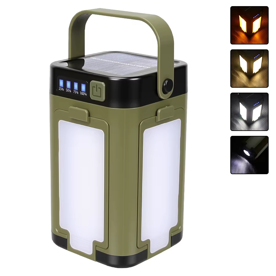Lampe de Camping LED Rechargeable solaire lampe de tente pliable à 4 feuilles lampe d'ambiance de fe