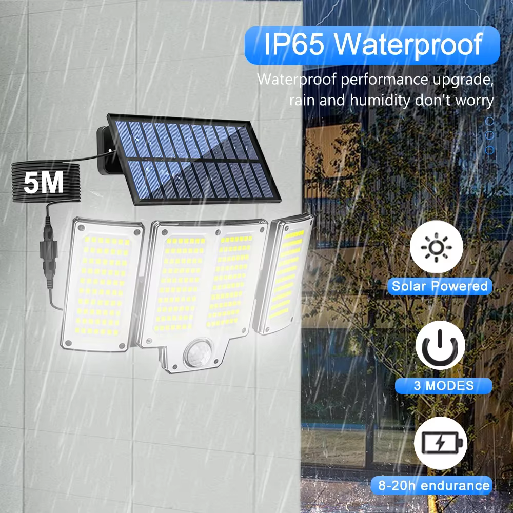 234/280 LED lumières solaires pour capteur de mouvement extérieur lumières d'inondation solaires éta