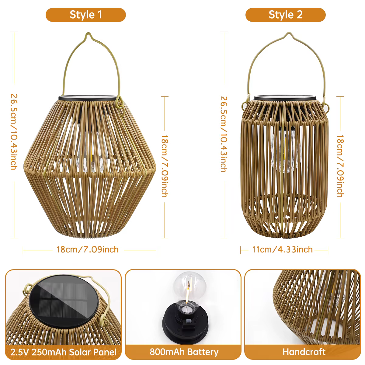 Lanterne solaire d'extérieur étanche, lanterne tissée suspendue, style Boho, décoration pour jardin 
