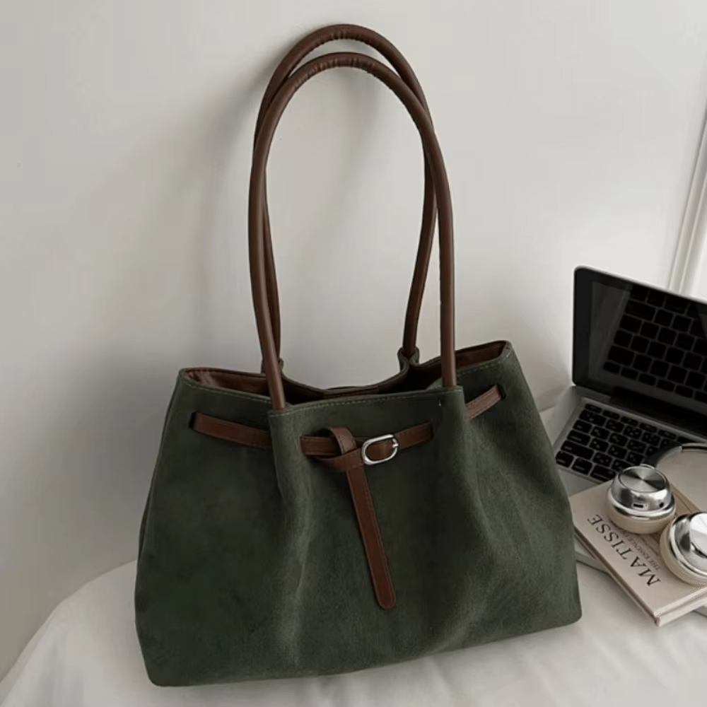 Sac à bandoulière élégant en daim, grande capacité, couleur unie, disponible en 4 couleurs, sac four