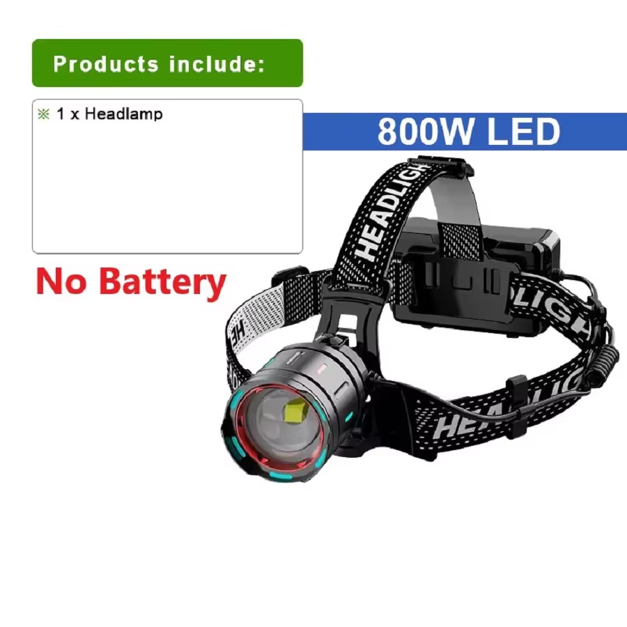 9900LM lampe frontale Super puissante 800W LED capteur IR phare lampe de poche frontale Rechargeable