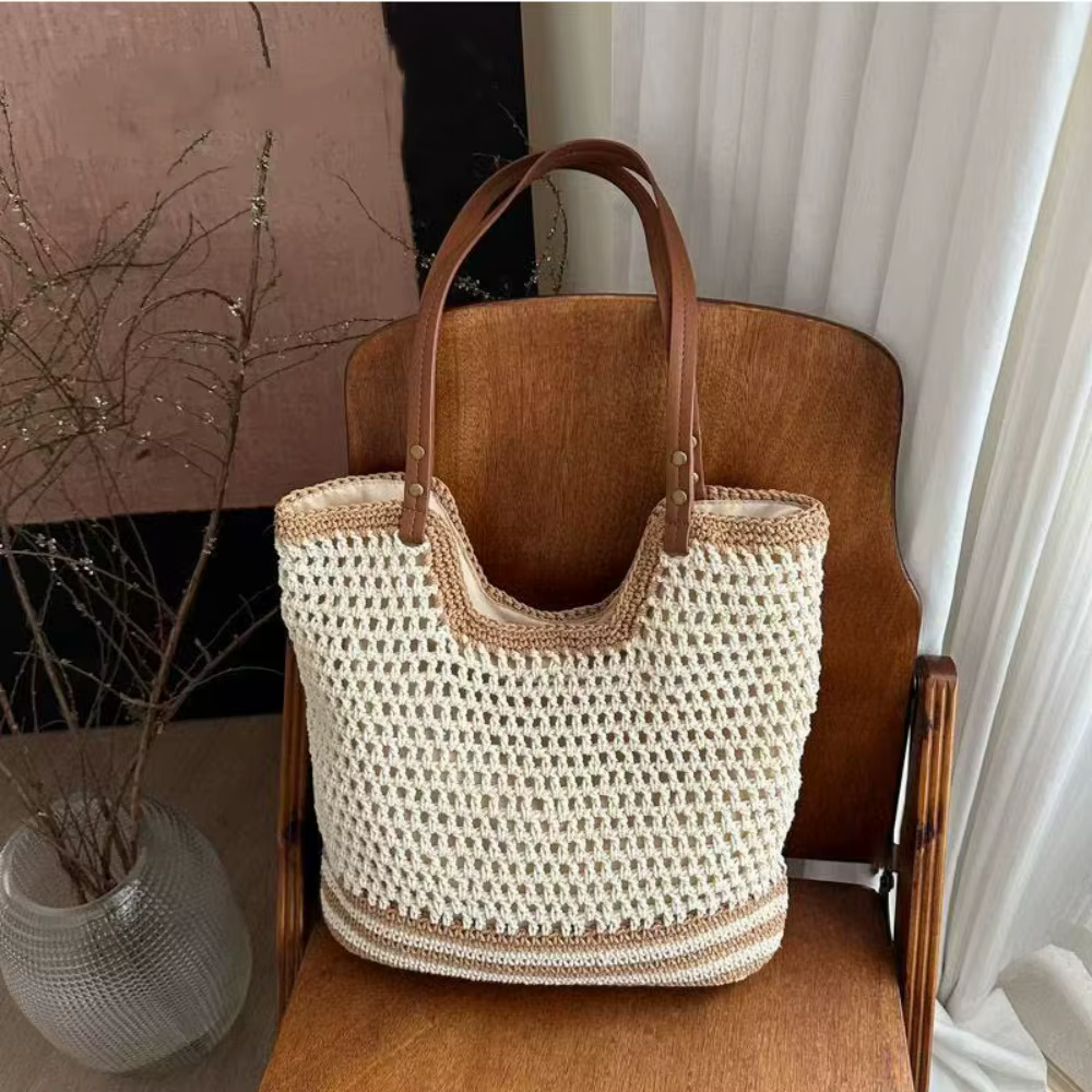 Sac de plage au crochet pour femme, sac fourre-tout ajouré d'été, sac à bandoulière bohème pour les 
