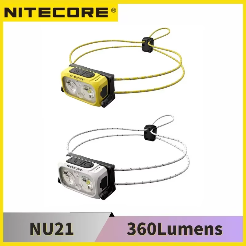 NITECORE NU21 lampe Ultra légère double faisceau Triple sortie lampe frontale 360 Lumens USB-C Recha