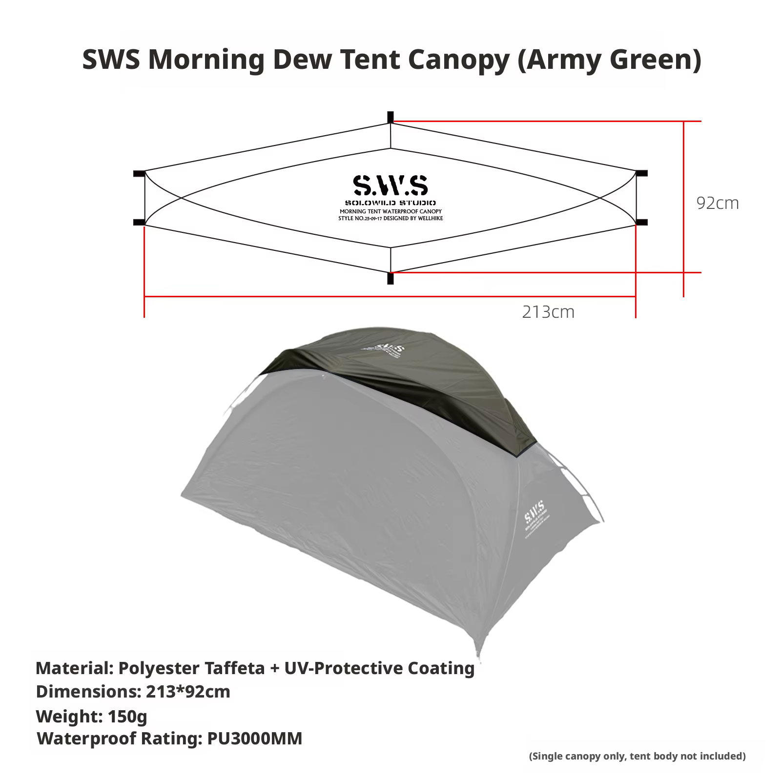 Tente SWS MINIMALTENTWORKS pour 2 personnes, pour le camping, la randonnée, la chasse en montagne, l