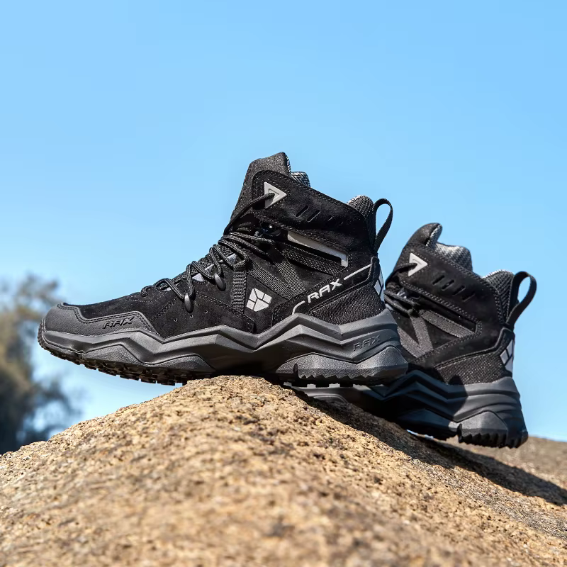 RAX-Chaussures de randonnée mi-hautes imperméables pour hommes et femmes, bottes de trekking en cuir