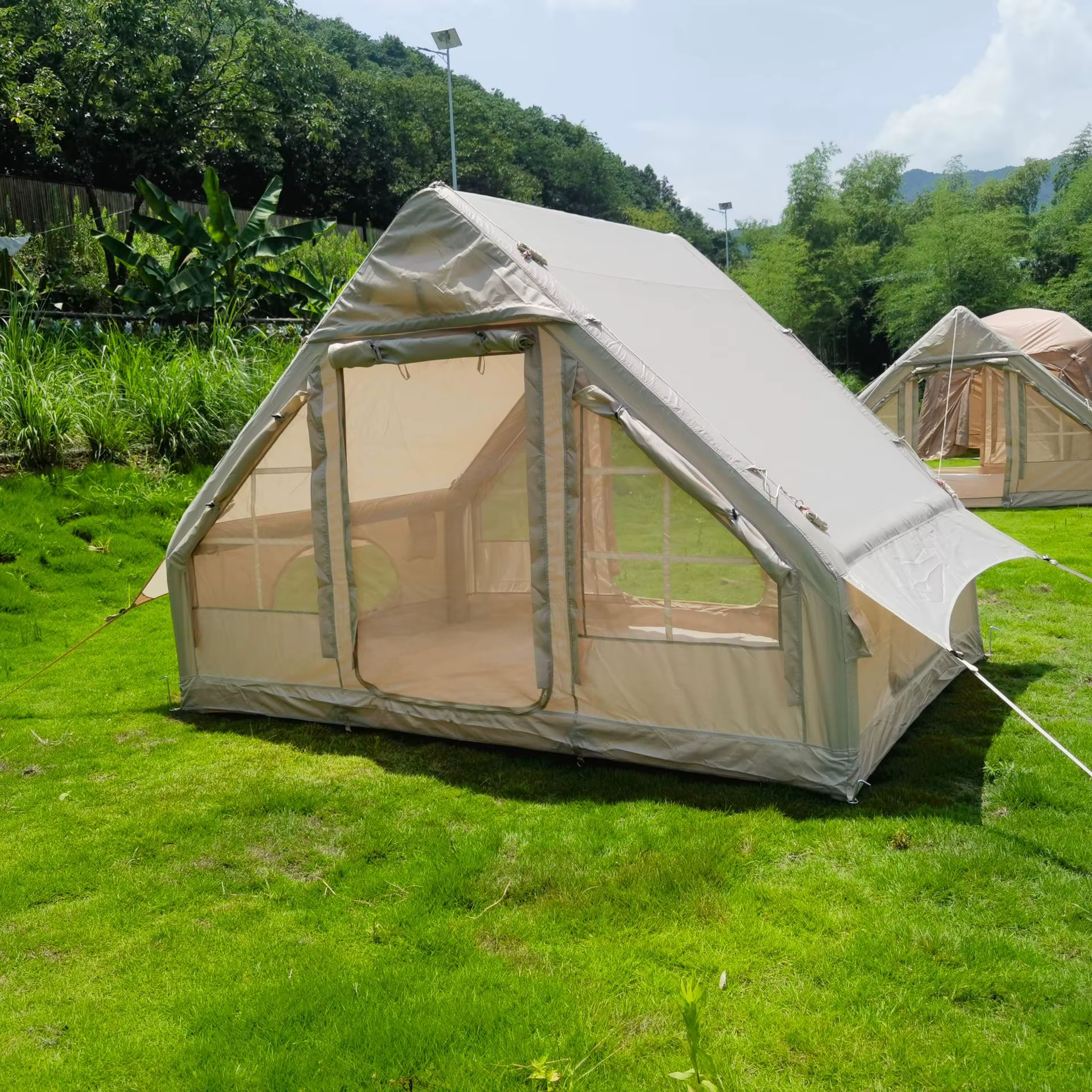 Tente de camping gonflable - Tente extérieure imperméable de haute qualité, résistante au vent, pour