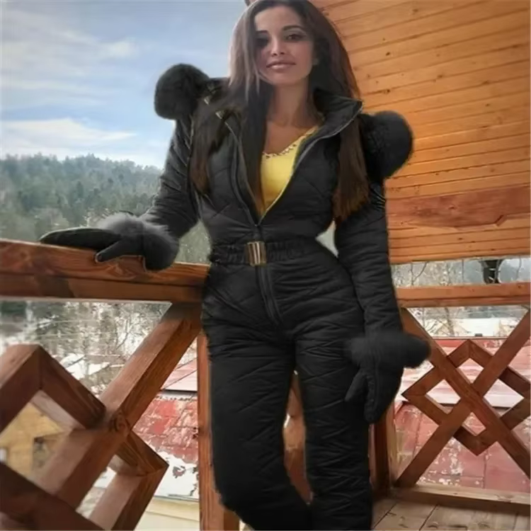 Suites de Ski pour femmes, combinaison chaude pour Sports de plein air d'hiver, imperméable avec col