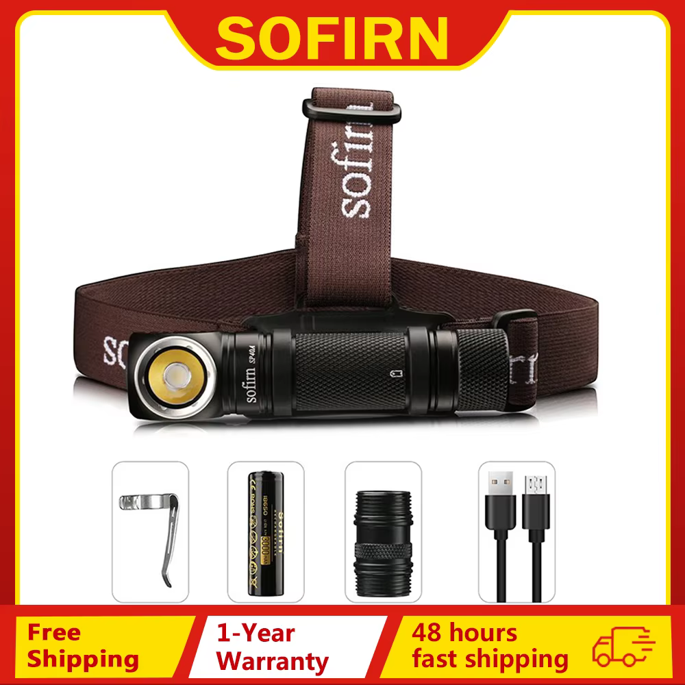 Sofirn SP40A TIR optique lampe frontale LED Rechargeable TN-3535 1200lm 18650 phare 18350 Angle lamp