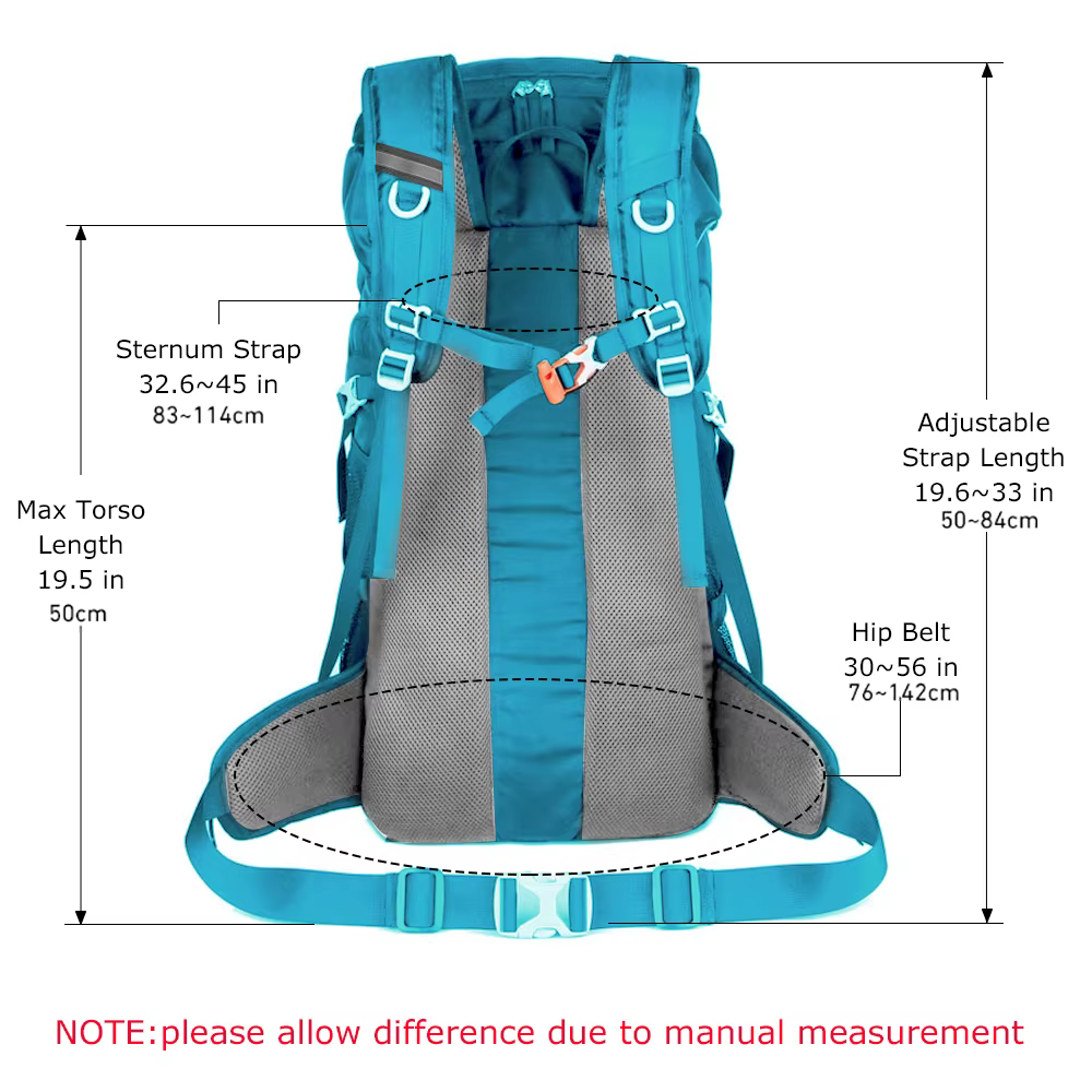 WESTTUNE 50L sac à dos de randonnée avec housse de pluie sac d'alpinisme multifonctionnel sac à dos 