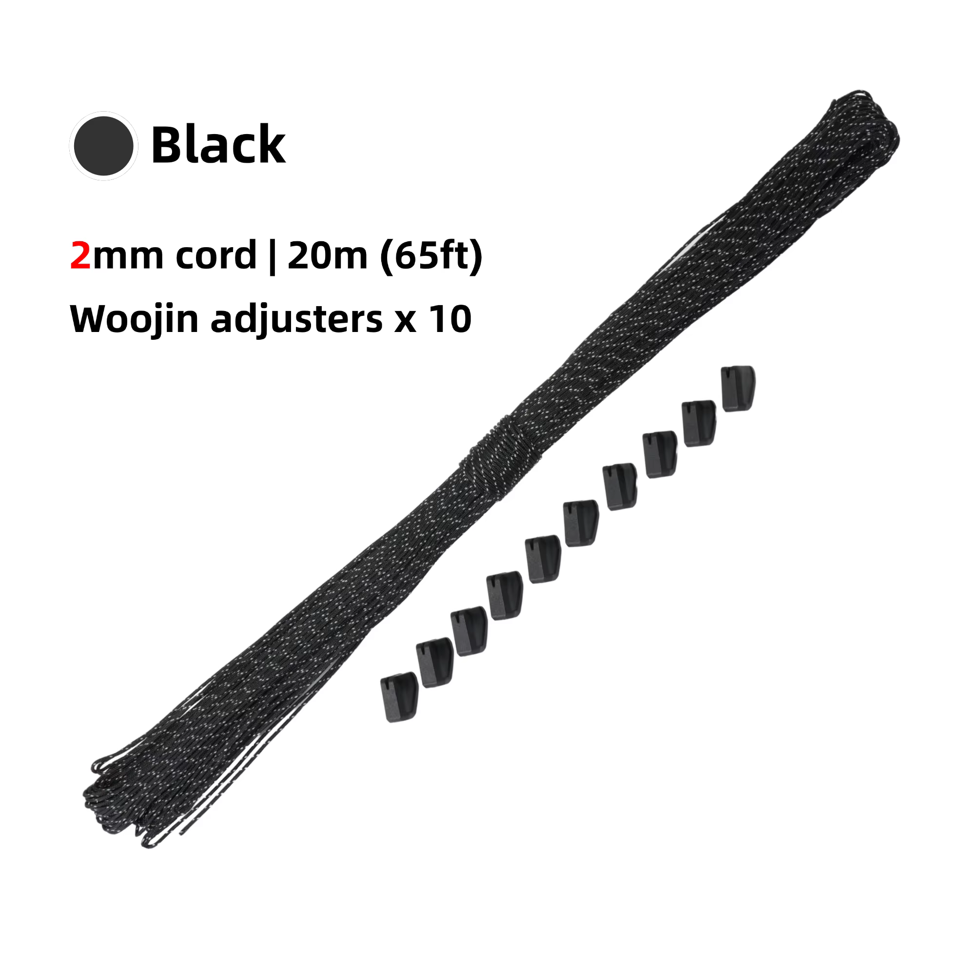 [HODR] 20M Guyline longues cordes Dyneema 1mm/2mm cordon d'abri ultraléger cordes de tente tendeur a