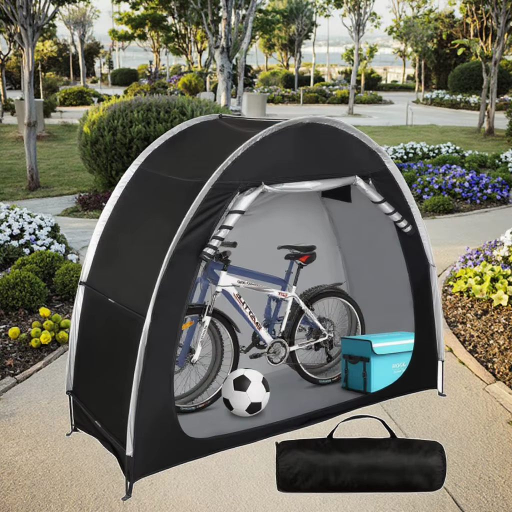 Tente de vélo portable en polyester imperméable avec structure en plastique, abri anti-pluie pour le