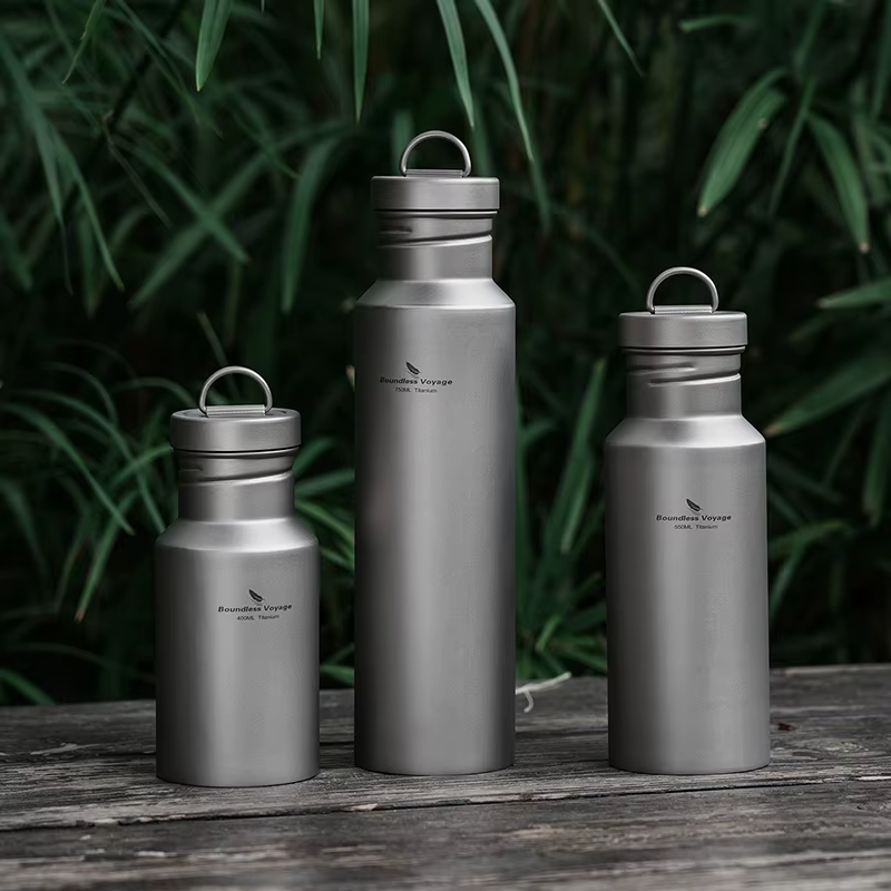 Boundless Voyage-Bouteille d'eau en titane sans revêtement, verres sains, extérieur, cyclisme, rando
