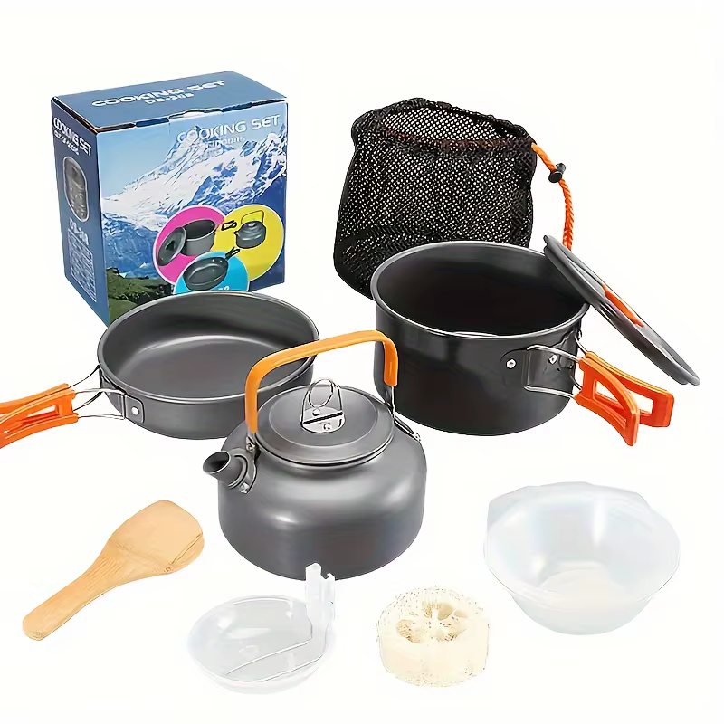 Ensemble de cuisine en alliage d'aluminium ultra-léger, durable et portable pour l'extérieur, rangem