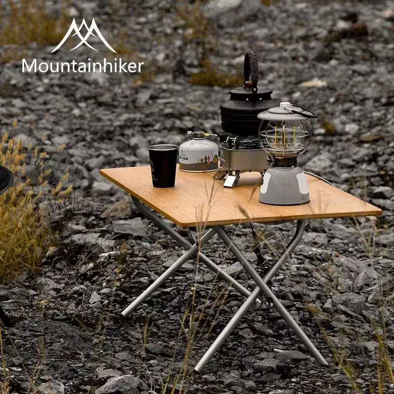 MOUNTAINHIKER Camping en plein air bambou 2/3 Table pliante Portable stockage rapide bureau pliant T
