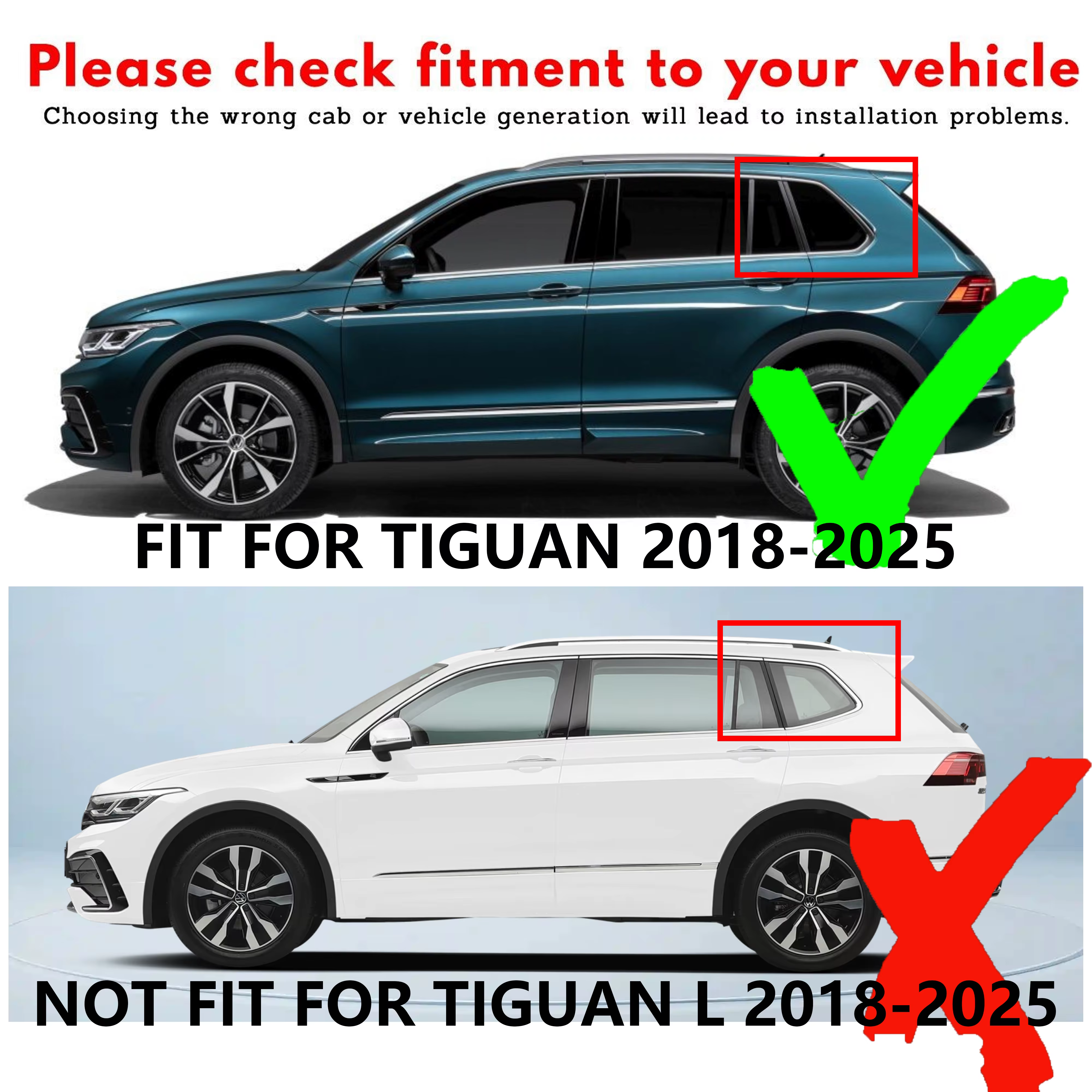 Pare-soleil pour Volkswagen Tiguan 2018-2025 | 4 déflecteurs de vent et de pluie | Accessoire pa