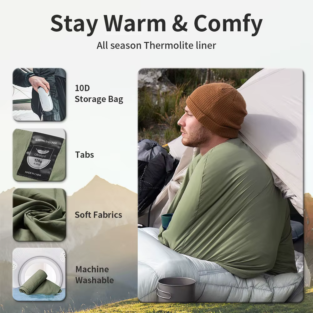Natureifa-Sac de couchage ultraléger, doublure simple, camping en plein air, randonnée, hôtel, voyag