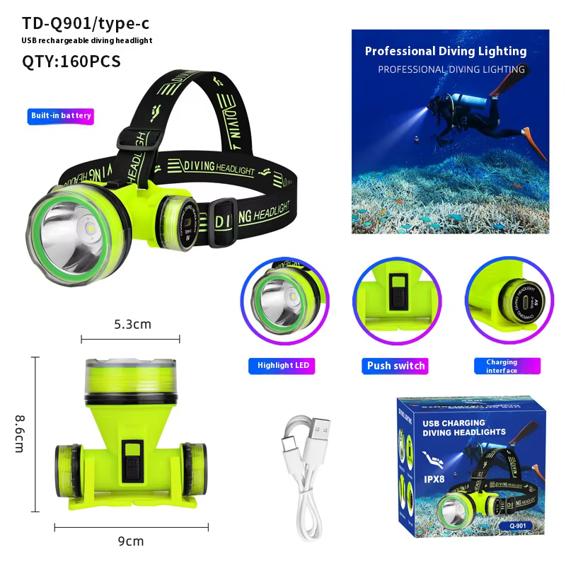 Phare de plongée Portable Rechargeable 350m sous-marin Submersible étanche Super lumineux LED plonge