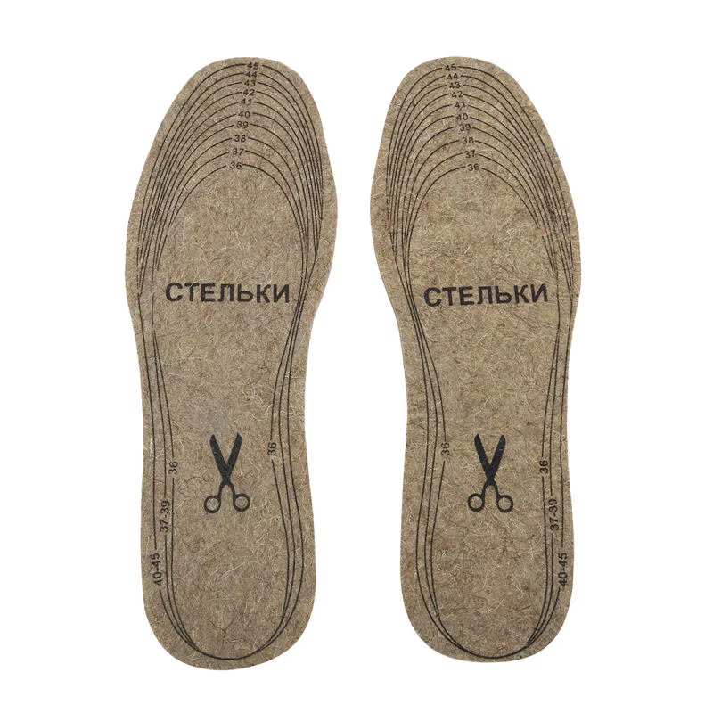 Semelles en feutre de laine pour chaussures Hommes Femmes Semelles chaudes absorbant les chocs Semel
