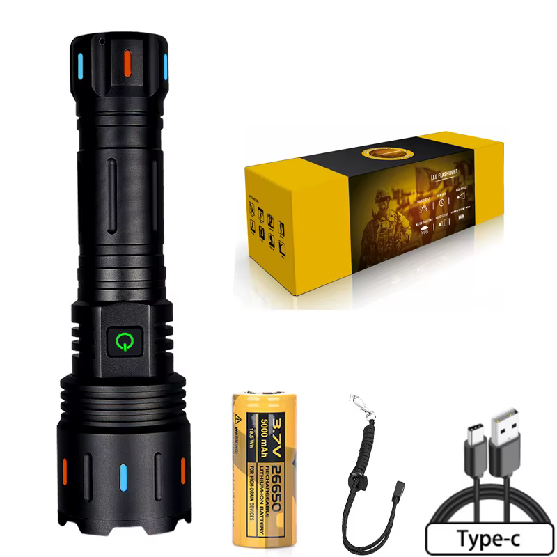 2025 lampe de poche LED la plus puissante Rechargeable 800W lampes de poche LED haute puissance Zoom