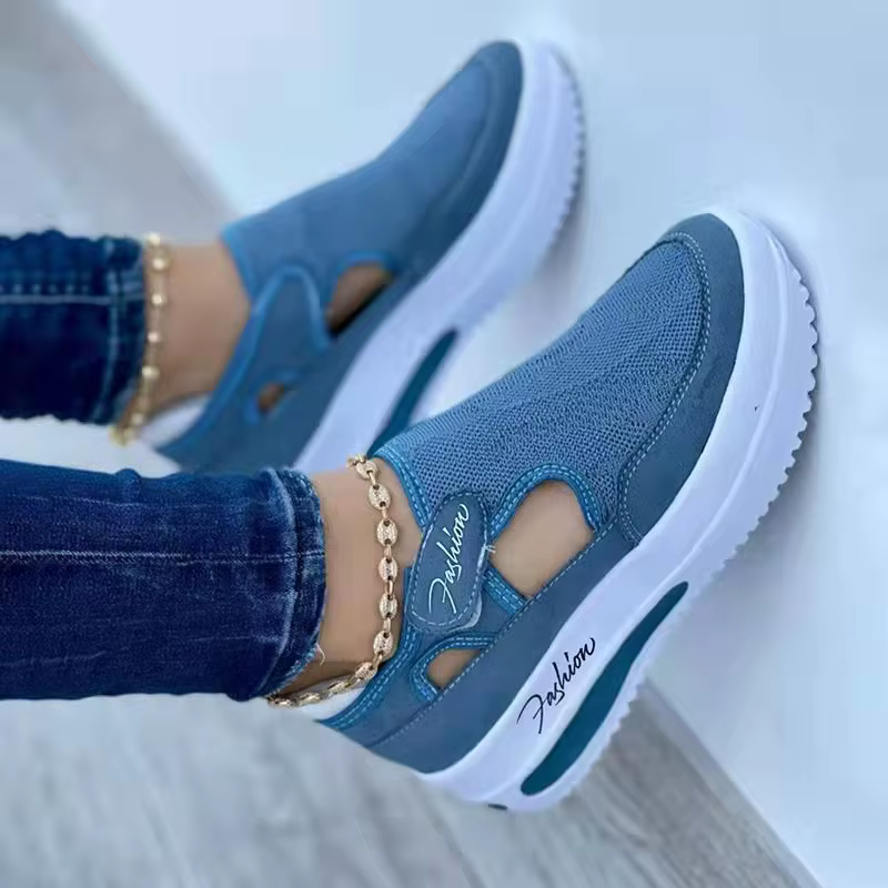 Baskets de styliste pour femmes, chaussures de Tennis à semelles compensées, en toile rouge et bleue
