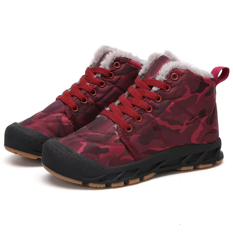 Bottes de neige imperméables pour enfants, chaussures d'extérieur chaudes, bottes courtes pour garço