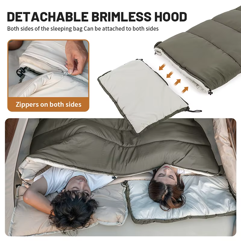 Natureifa-Sac de couchage en coton ultraléger LD, camping, hiver, été, épissable, 2 en 1, double