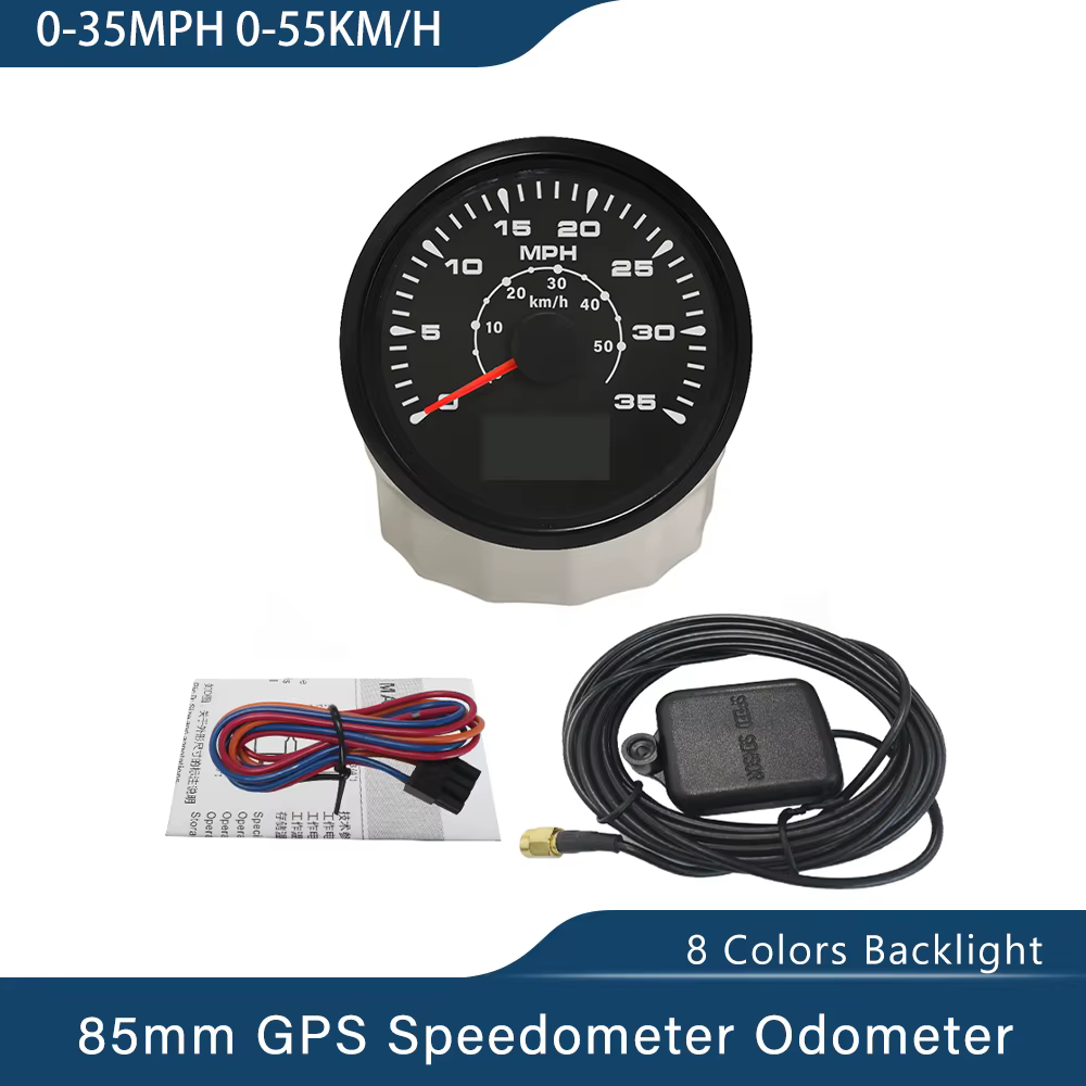 ELING 85mm GPS compteur de vitesse 0-35MPH 0-80MPH 0-160mph 0-200MPH kilométrique avec rétro-éclaira