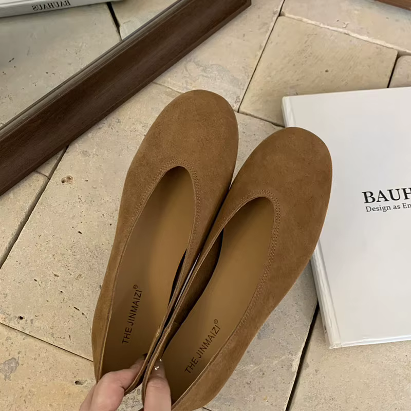2025 femmes en cuir véritable femmes rouge marron chaussures plates mode bout rond peu profond sans 