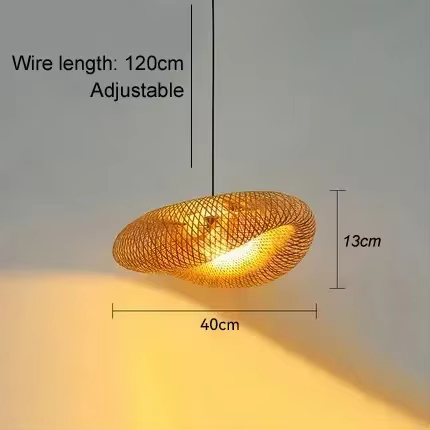 Lampe LED suspendue en bambou tissé à la main, luminaire décoratif d'intérieur, idéal pour un salon 