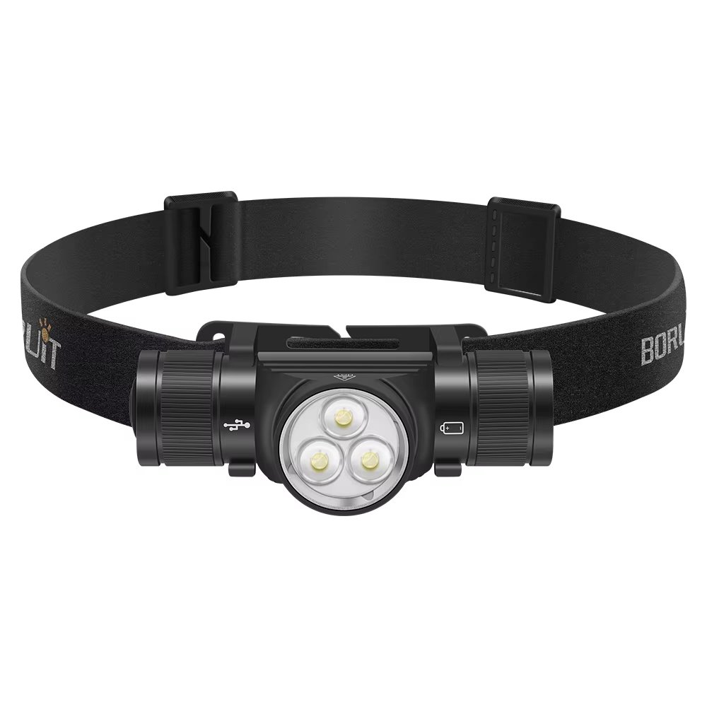 BORUiT HP330 3 * LED lampe frontale 1200LM puissant type-c rechargeable phare étanche Camping pêche 