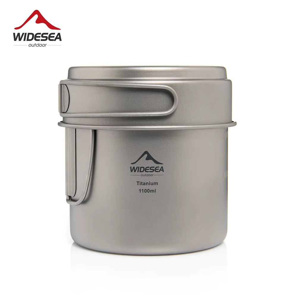 Widesea Camping tasse Portable titane cuisson 1100ML casserole poignées pliantes randonnée en plein 