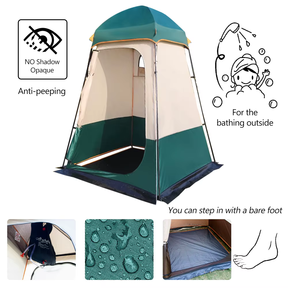 Tente de douche Portable pour l'extérieur, abri solaire Double couche pour Camping, Dressing, vestia